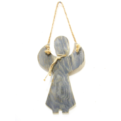 Zawieszka drewniana HAND MADE Anioł 28cm Szary